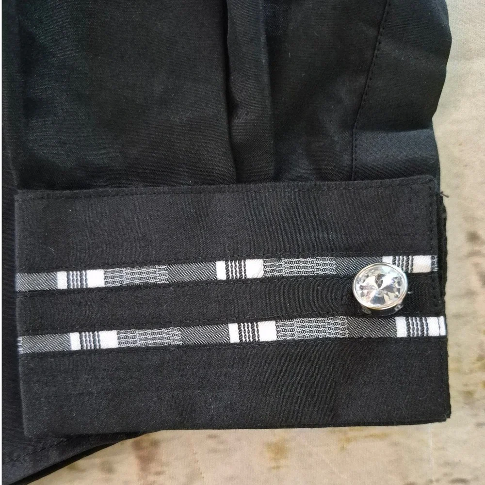 Alberto Danelli Boys Black Dress Shirt Set with Tie & Pocket Square Size L 14-16